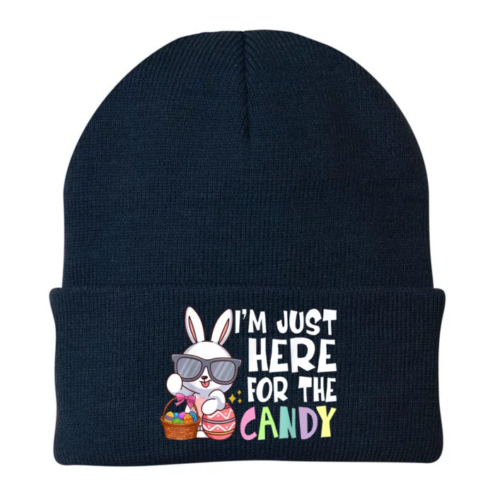 Funny Easter Bunny I'm Just Here For Easter Candy Knit Cap Winter Beanie