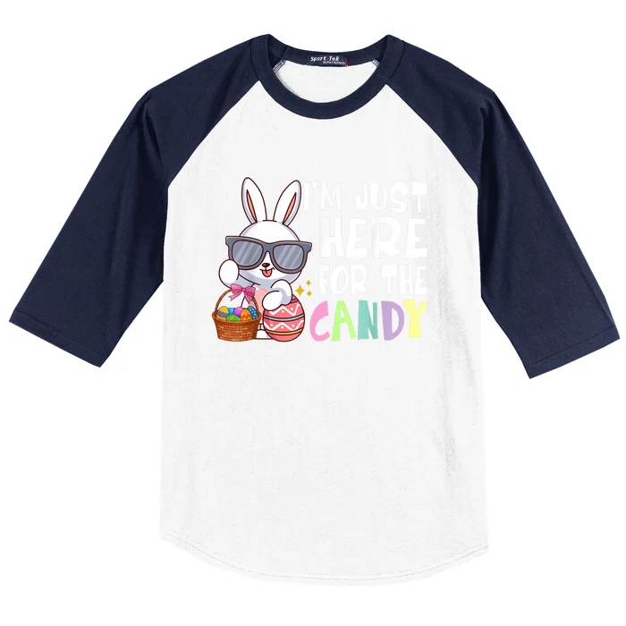 Funny Easter Bunny I'm Just Here For Easter Candy Baseball Sleeve Shirt