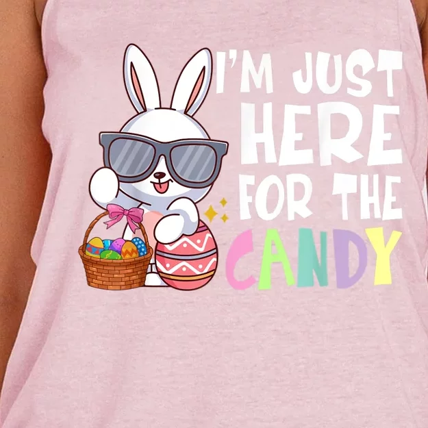 Funny Easter Bunny I'm Just Here For Easter Candy Women's Knotted Racerback Tank