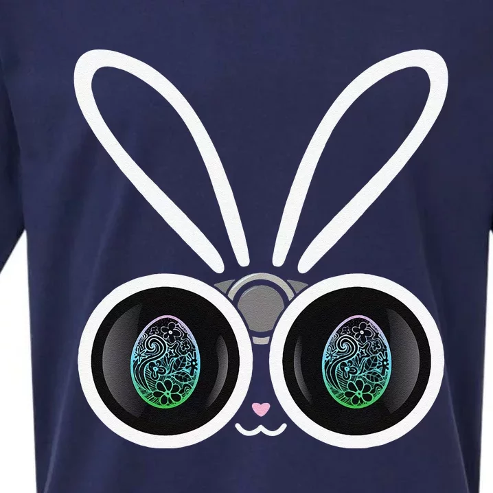 Funny Easter Bunny Egg Hunter With Binoculars Gifts Sueded Cloud Jersey T-Shirt