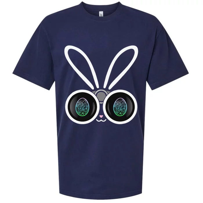 Funny Easter Bunny Egg Hunter With Binoculars Gifts Sueded Cloud Jersey T-Shirt