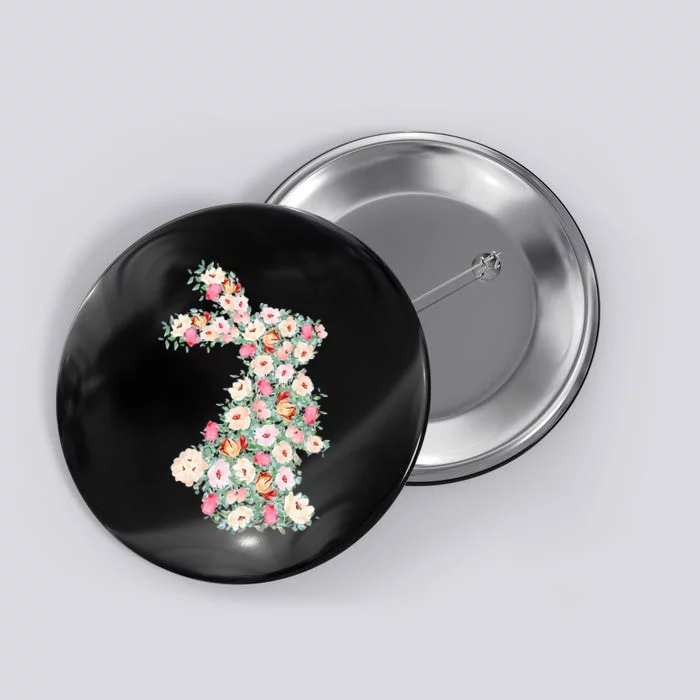 Floral Easter Bunny Easter Rabbit Happy Easter Spring Flower Button