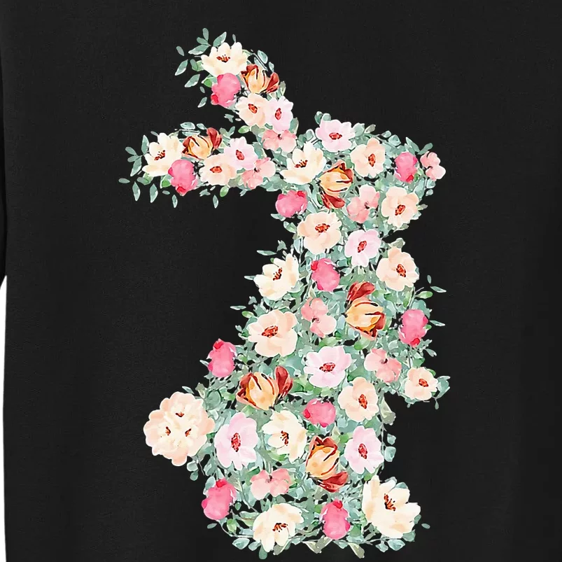 Floral Easter Bunny Easter Rabbit Happy Easter Spring Flower Tall Sweatshirt