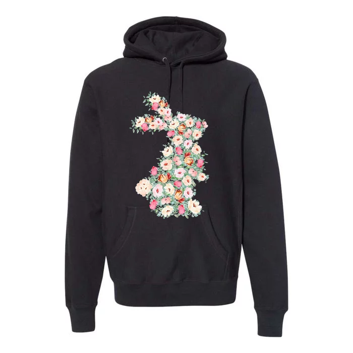 Floral Easter Bunny Easter Rabbit Happy Easter Spring Flower Premium Hoodie