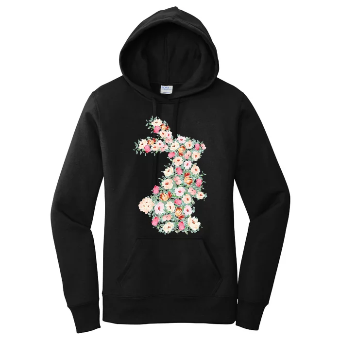 Floral Easter Bunny Easter Rabbit Happy Easter Spring Flower Women's Pullover Hoodie