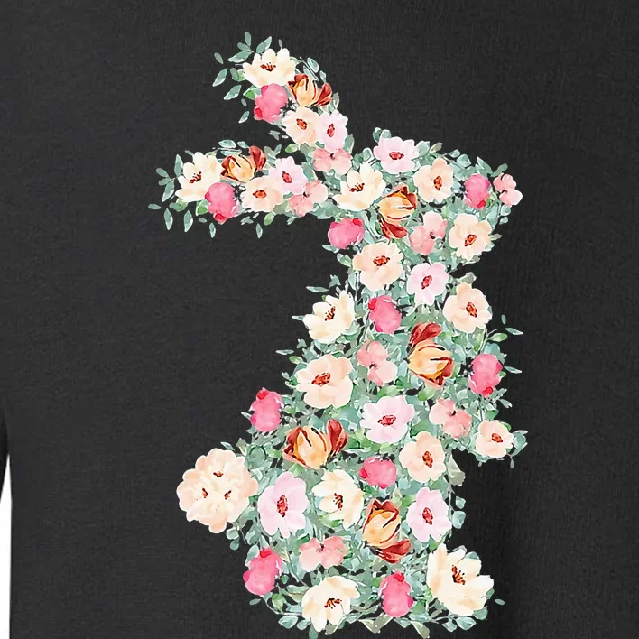 Floral Easter Bunny Easter Rabbit Happy Easter Spring Flower Toddler Sweatshirt