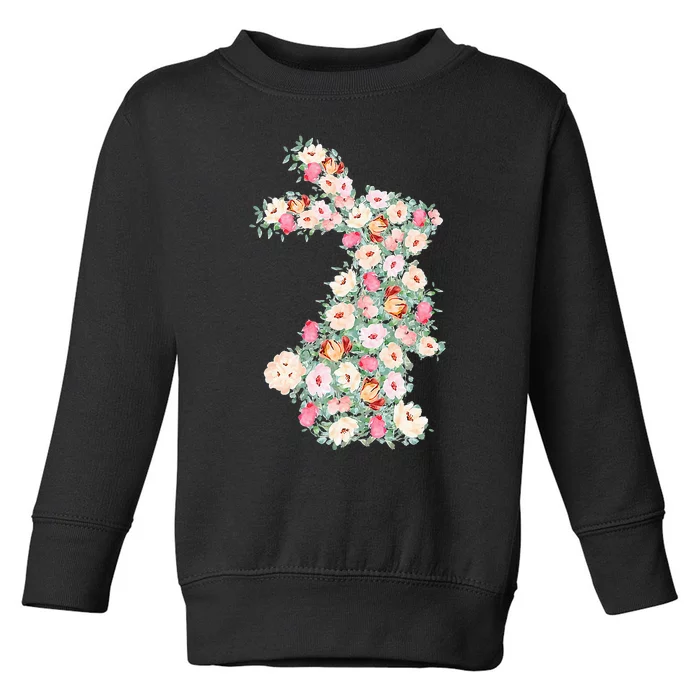 Floral Easter Bunny Easter Rabbit Happy Easter Spring Flower Toddler Sweatshirt