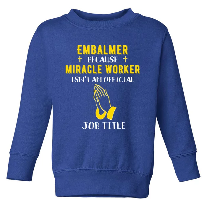 Funny Embalmer Because Miracle Worker Isn't A Job Title Gift Toddler Sweatshirt