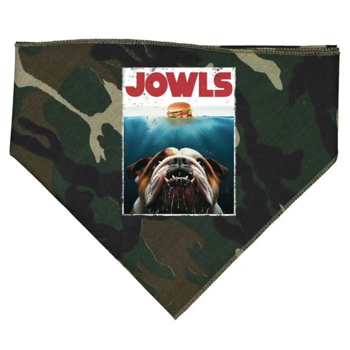 Funny English Bulldog Jowls Burger Bully Dog Mom Dog Dad USA-Made Doggie Bandana