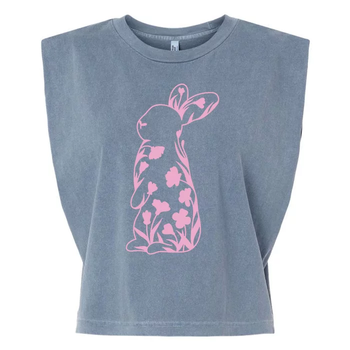 Floral Easter Bunny Garment-Dyed Women's Muscle Tee