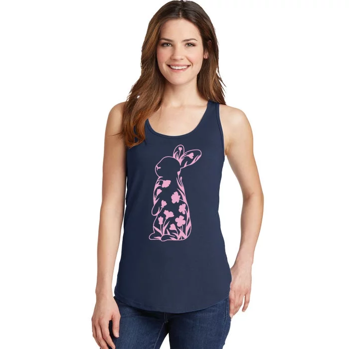 Floral Easter Bunny Ladies Essential Tank