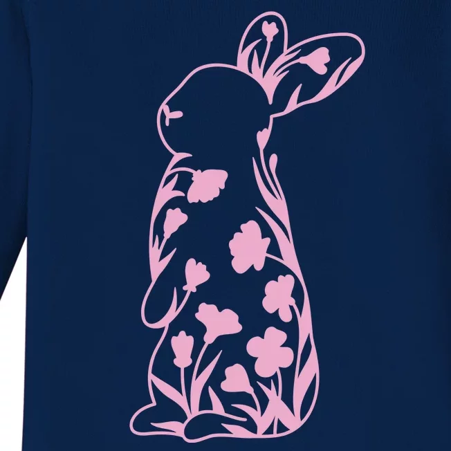 Floral Easter Bunny Baby Long Sleeve Bodysuit