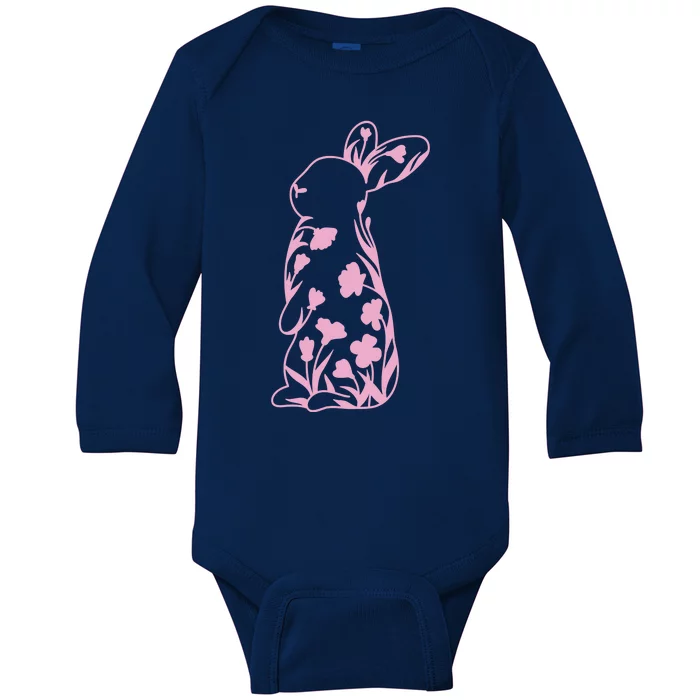 Floral Easter Bunny Baby Long Sleeve Bodysuit