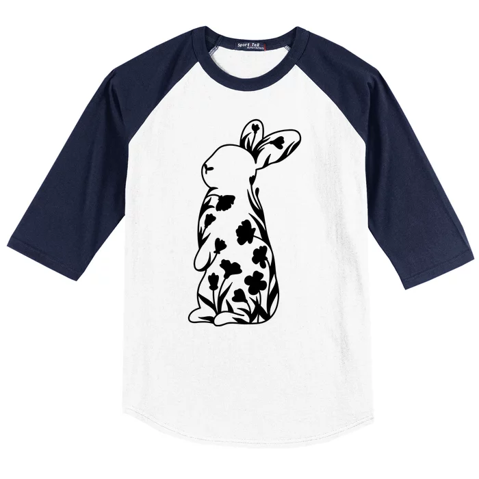 Floral Easter Bunny Baseball Sleeve Shirt