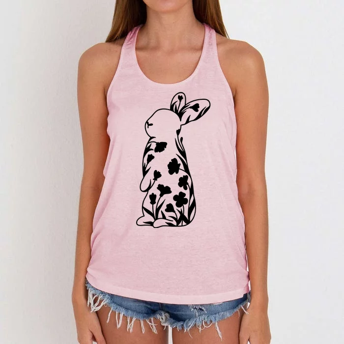 Floral Easter Bunny Women's Knotted Racerback Tank