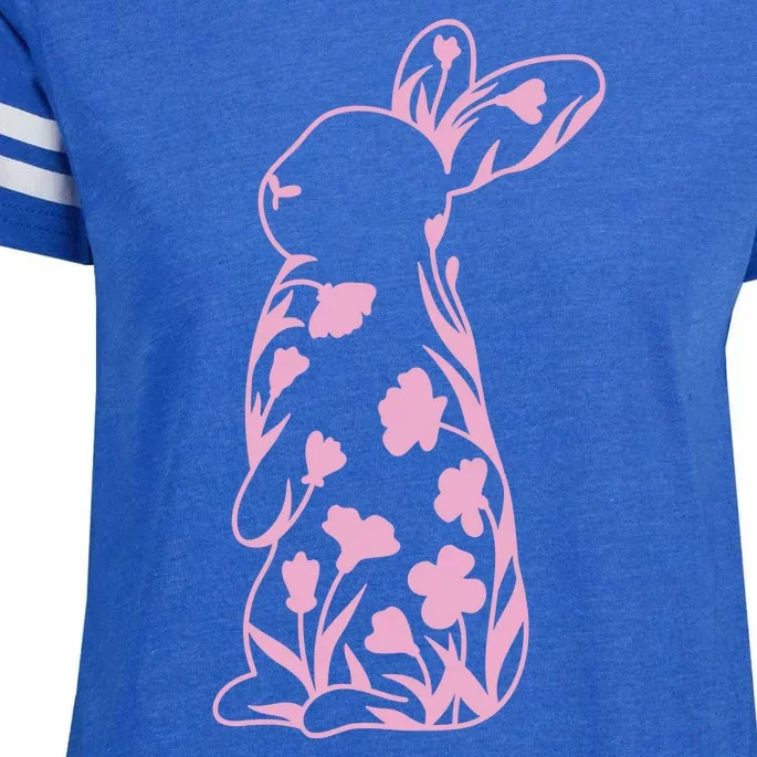 Floral Easter Bunny Enza Ladies Jersey Football T-Shirt