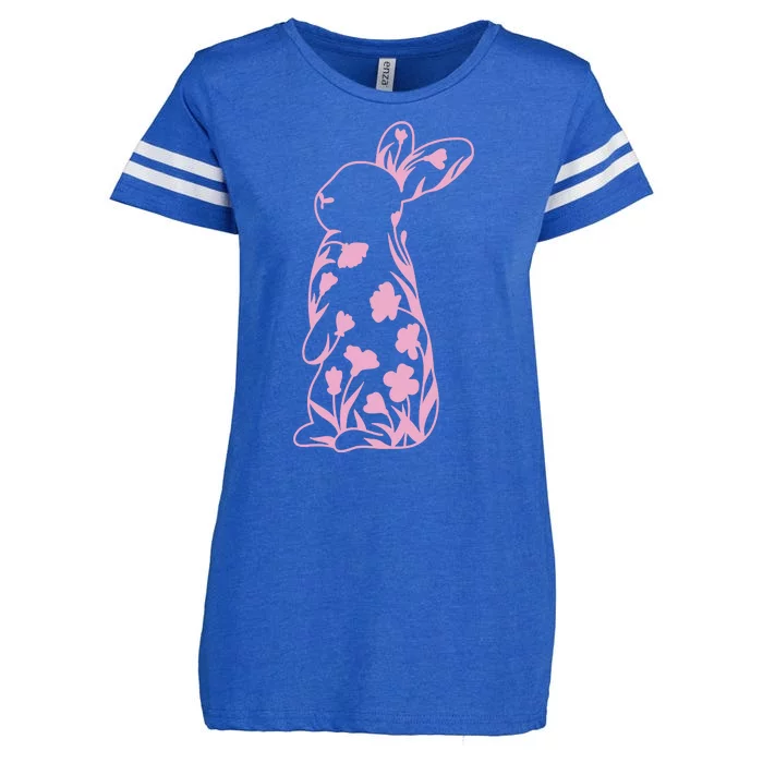 Floral Easter Bunny Enza Ladies Jersey Football T-Shirt