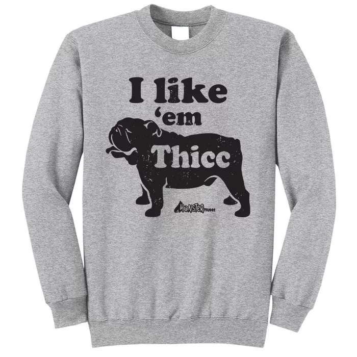 Funny English Bulldog I Like Em Thicc Dog Silhouette Sweatshirt