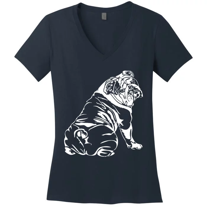 Funny English Bulldog Dog Hund Tee Gift Women's V-Neck T-Shirt