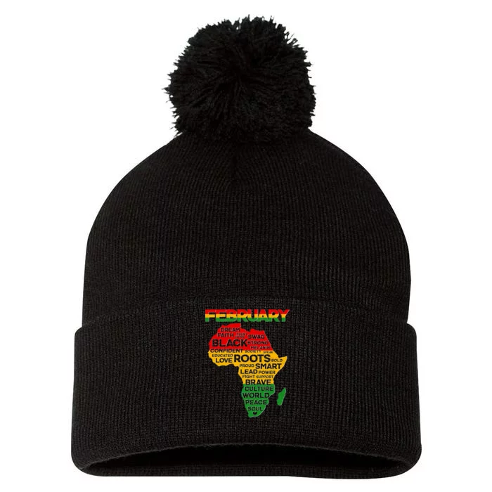 February Africa Black History Month Pom Pom 12in Knit Beanie