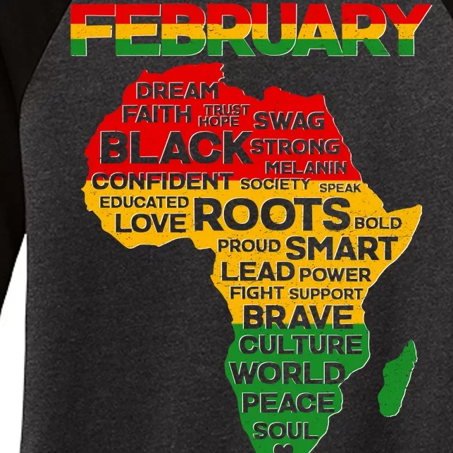 February Africa Black History Month Women's Tri-Blend 3/4-Sleeve Raglan Shirt