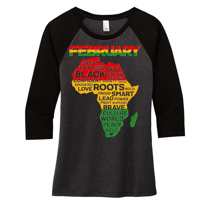 February Africa Black History Month Women's Tri-Blend 3/4-Sleeve Raglan Shirt