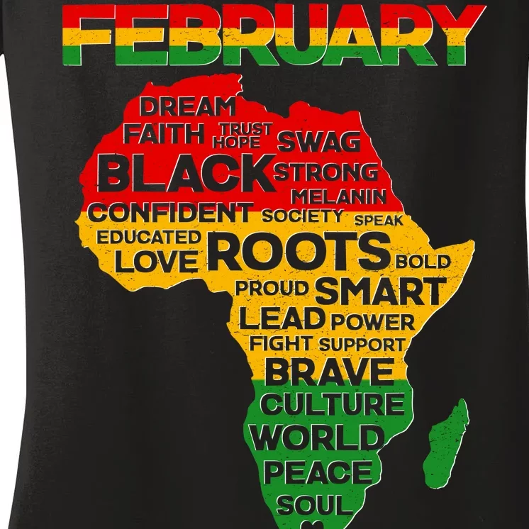 February Africa Black History Month Women's V-Neck T-Shirt