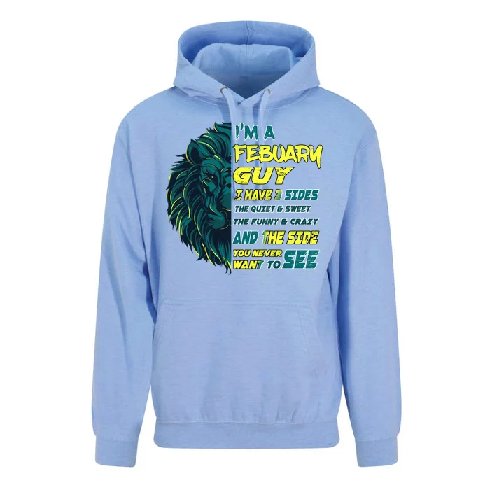 February Birthday Guy Has 3 Sides Sweet Funny Crazy Unisex Surf Hoodie