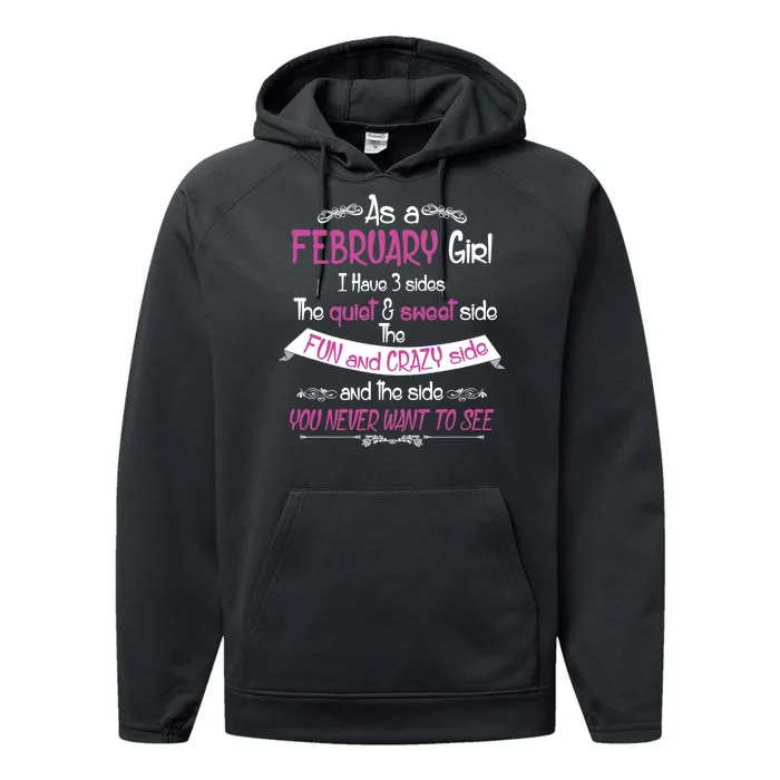 February Girl Sweet But Crazy Funny Birthday Performance Fleece Hoodie