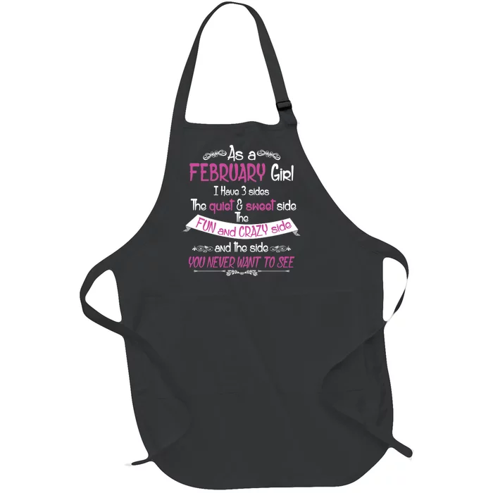 February Girl Sweet But Crazy Funny Birthday Full-Length Apron With Pocket