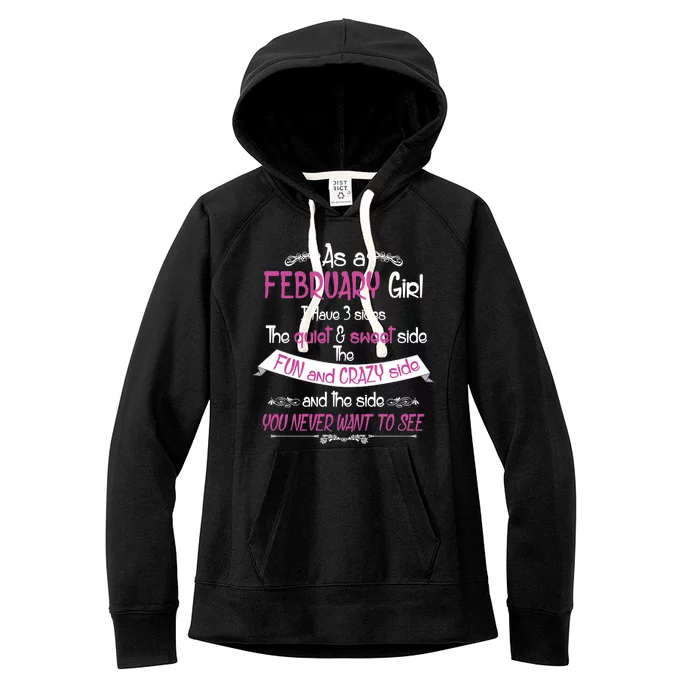 February Girl Sweet But Crazy Funny Birthday Women's Fleece Hoodie