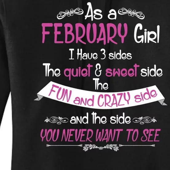 February Girl Sweet But Crazy Funny Birthday Women's Pullover Hoodie