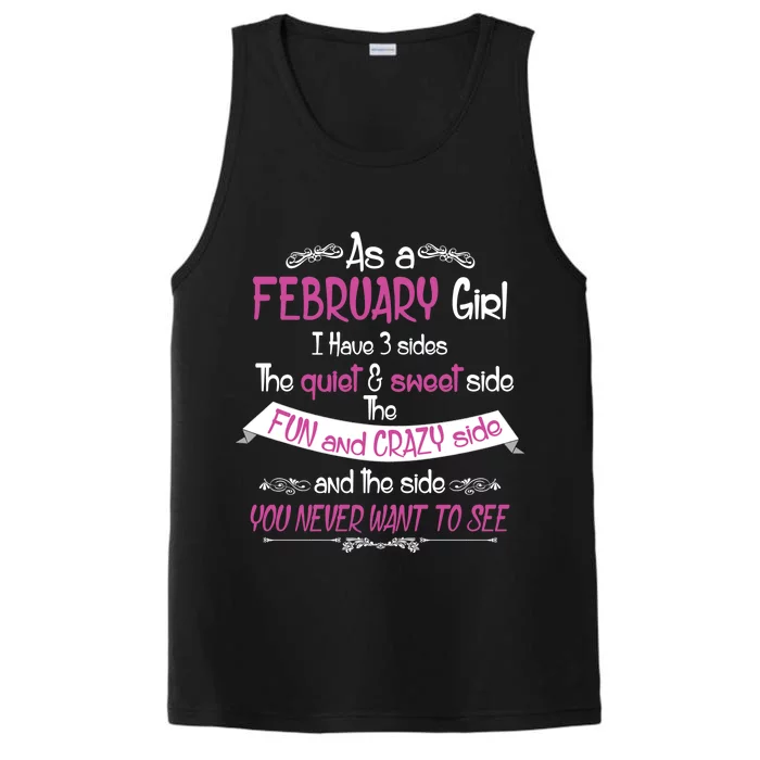 February Girl Sweet But Crazy Funny Birthday Performance Tank