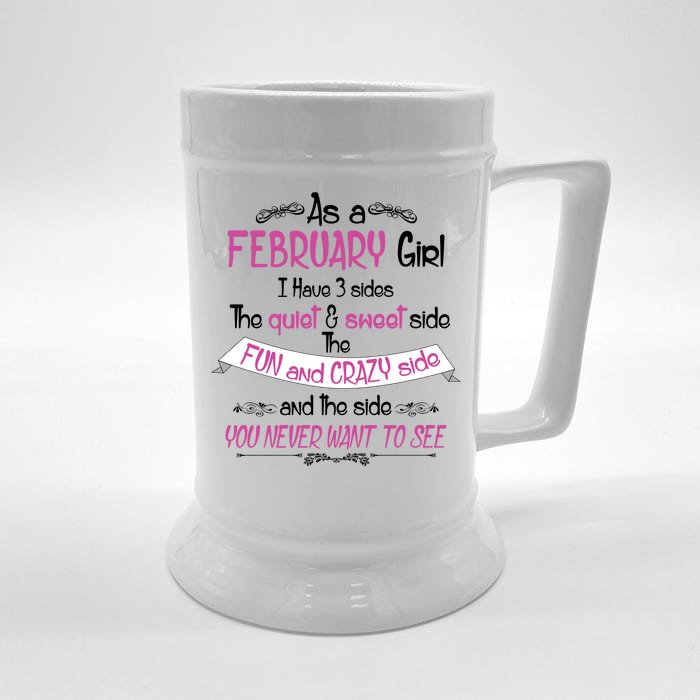 February Girl Sweet But Crazy Funny Birthday Front & Back Beer Stein