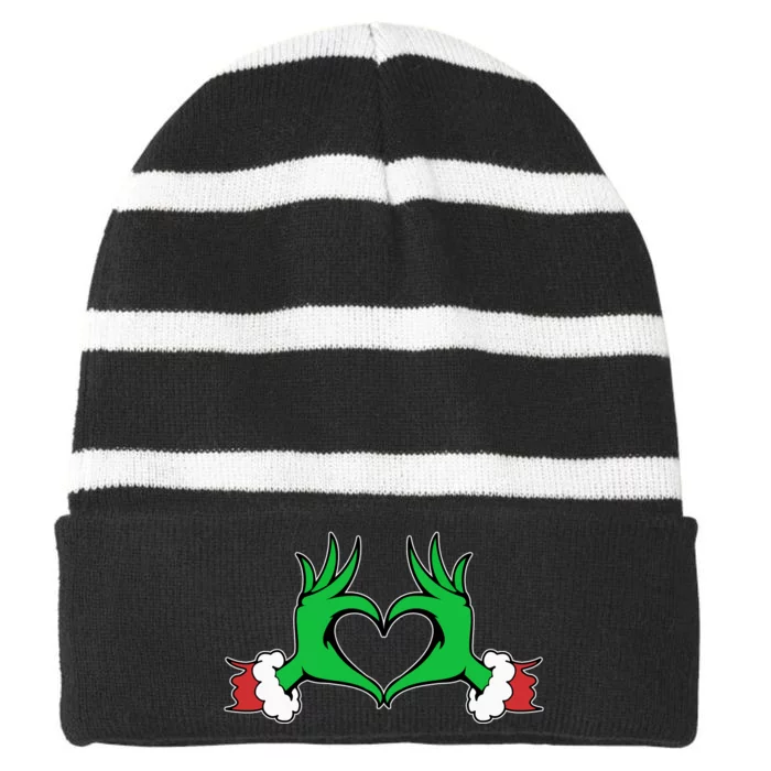 Funny Elf Christmas Striped Beanie with Solid Band