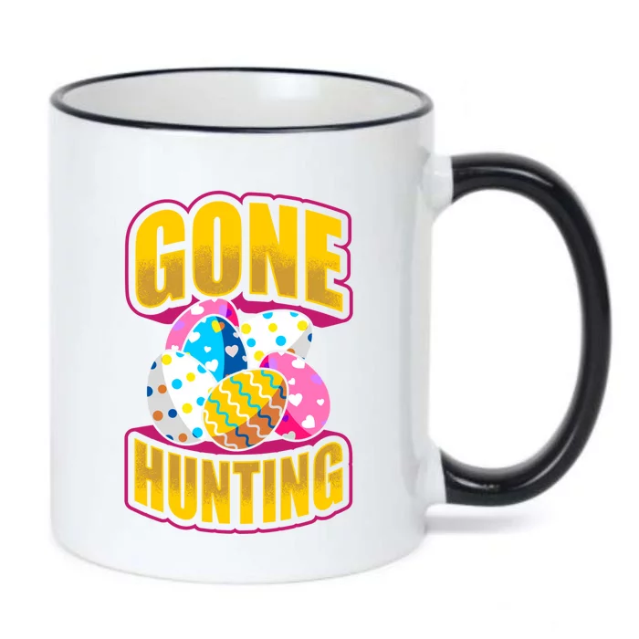 Funny Easter Colorful Eggs Gone Hunting Saying Design Gift Black Color Changing Mug