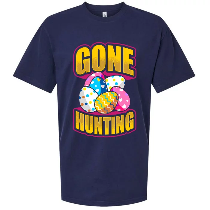 Funny Easter Colorful Eggs Gone Hunting Saying Design Gift Sueded Cloud Jersey T-Shirt