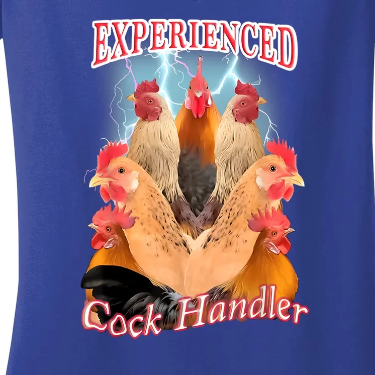 Funny Experienced Cock Handler Women's V-Neck T-Shirt