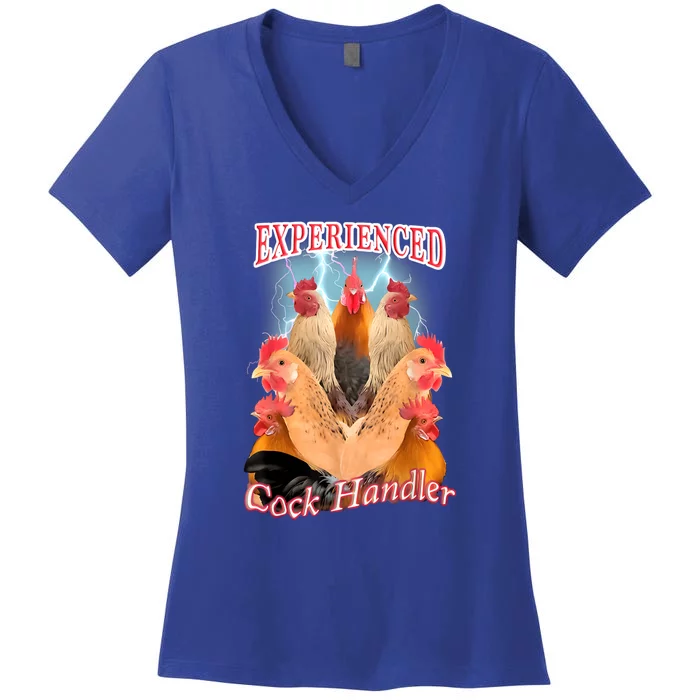 Funny Experienced Cock Handler Women's V-Neck T-Shirt