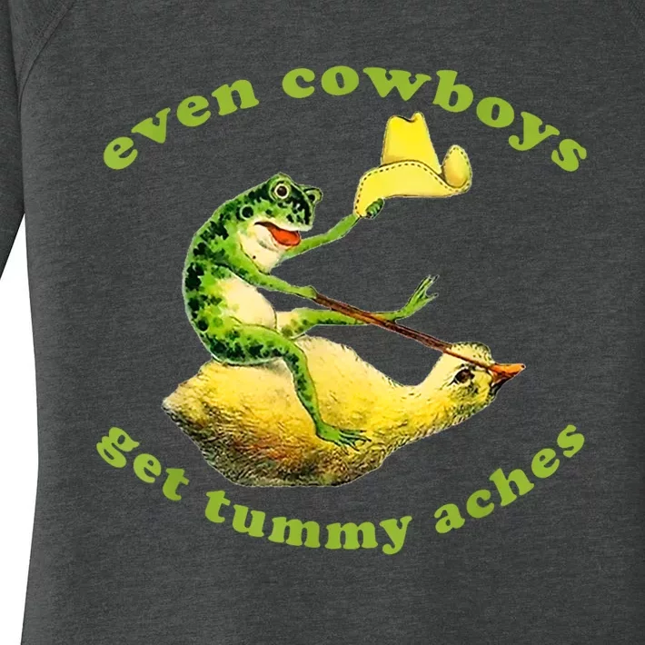 Funny Even Cowboys Get Tummy Aches Frog Cowboy Frog Gift Women's Perfect Tri Tunic Long Sleeve Shirt