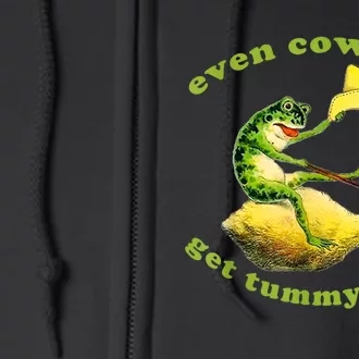 Funny Even Cowboys Get Tummy Aches Frog Cowboy Frog Gift Full Zip Hoodie