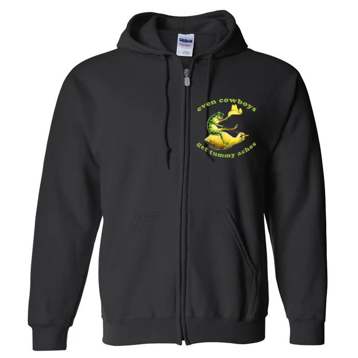 Funny Even Cowboys Get Tummy Aches Frog Cowboy Frog Gift Full Zip Hoodie