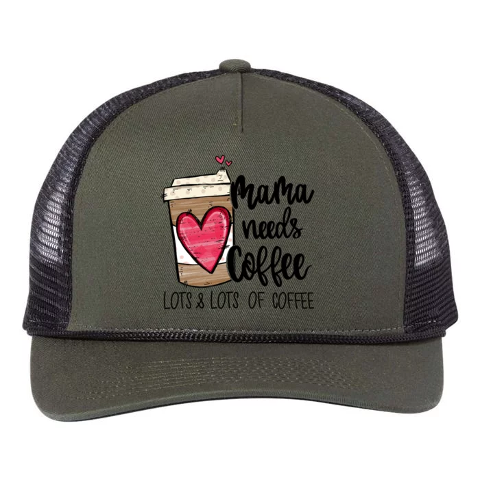 Funny Espresso Cute Coffee Heart Mama Needs Coffee Meaningful Gift Retro Rope Trucker Hat Cap