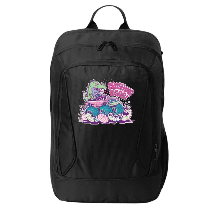 Funny Easter Crushing Eggs TRex Dinosaur Monster Truck City Backpack