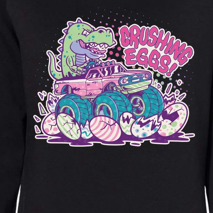 Funny Easter Crushing Eggs TRex Dinosaur Monster Truck Womens California Wash Sweatshirt