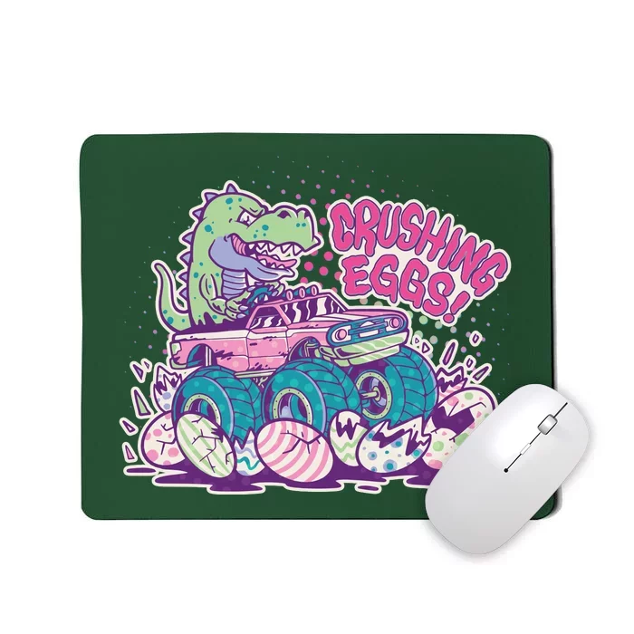 Funny Easter Crushing Eggs TRex Dinosaur Monster Truck Mousepad