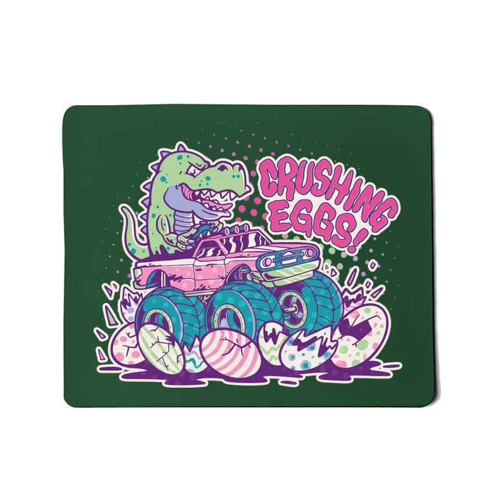 Funny Easter Crushing Eggs TRex Dinosaur Monster Truck Mousepad