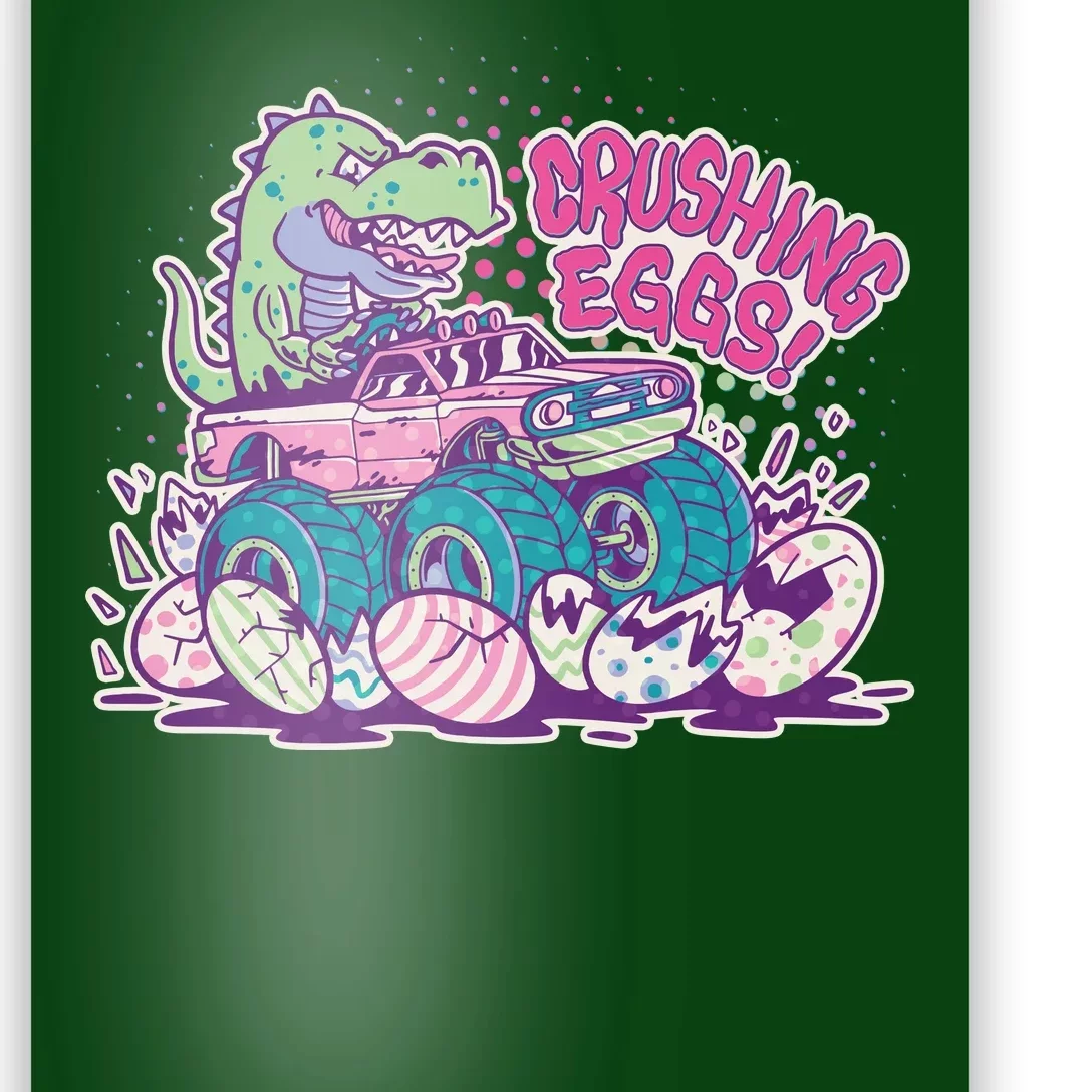 Funny Easter Crushing Eggs TRex Dinosaur Monster Truck Poster