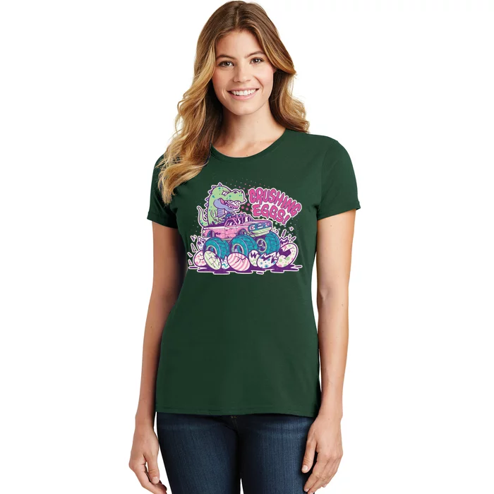 Funny Easter Crushing Eggs TRex Dinosaur Monster Truck Women's T-Shirt