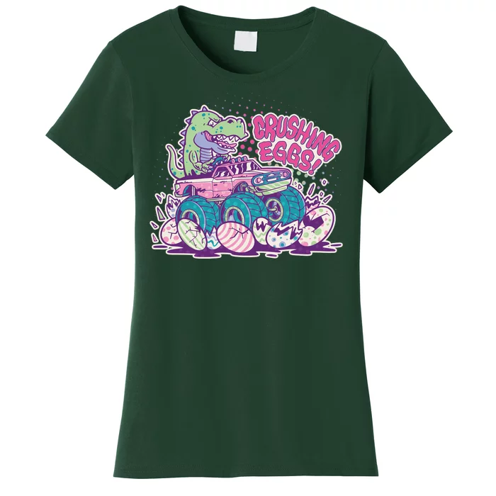 Funny Easter Crushing Eggs TRex Dinosaur Monster Truck Women's T-Shirt